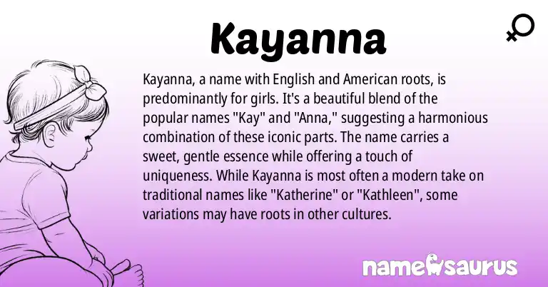 Infographic about Kayanna name meaning, Kayanna is a name from English, American origin(s).