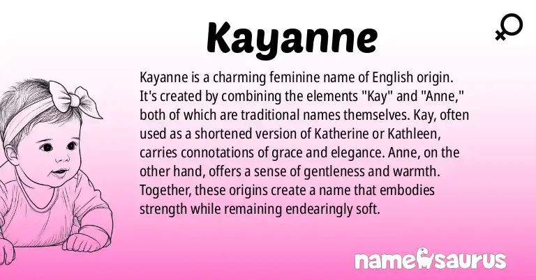 Infographic about Kayanne name meaning, Kayanne is a name from English origin(s).