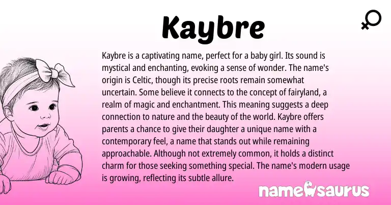 Infographic about Kaybre name meaning, Kaybre is a name from Celtic origin(s).