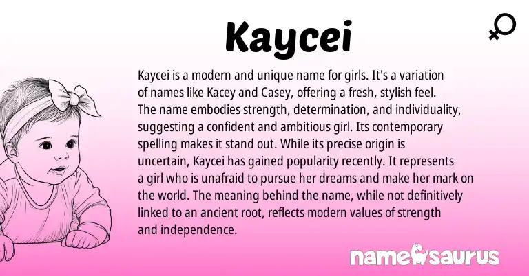 Infographic about Kaycei name meaning, Kaycei is a name from Other origin(s).