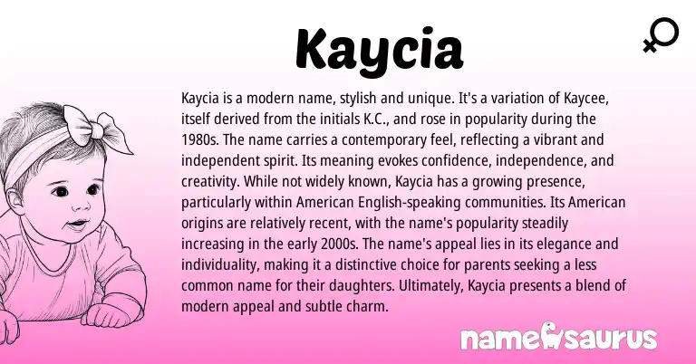 Infographic about Kaycia name meaning, Kaycia is a name from Other origin(s).
