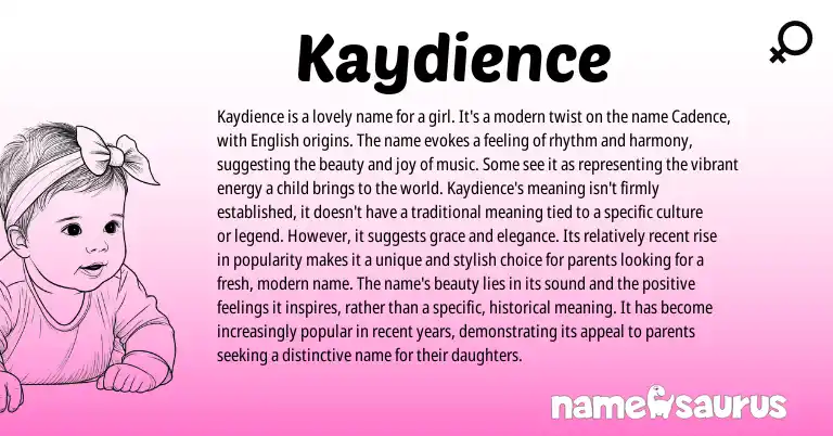 Infographic about Kaydience name meaning, Kaydience is a name from English origin(s).