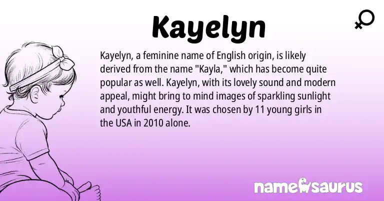 Infographic about Kayelyn name meaning, Kayelyn is a name from English origin(s).