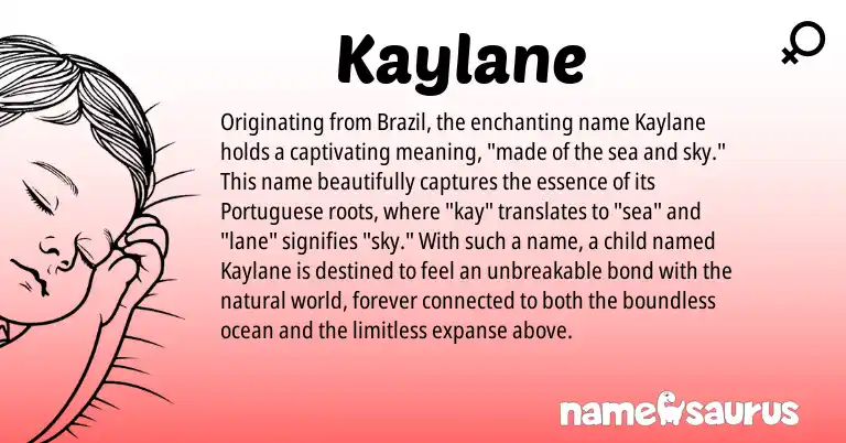 Infographic about Kaylane name meaning, Kaylane is a name from Portuguese origin(s).