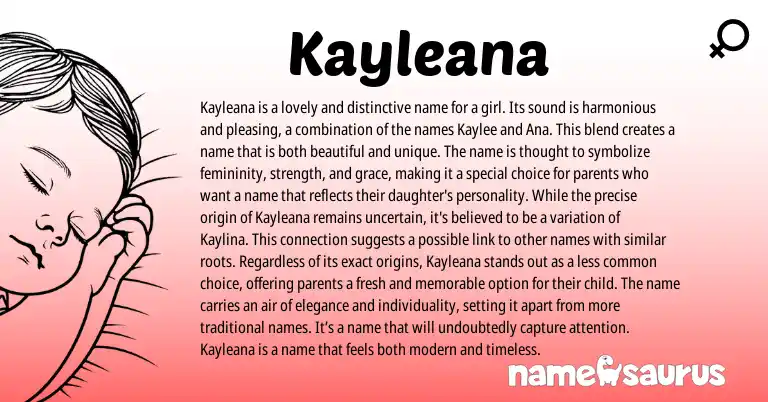 Infographic about Kayleana name meaning, Kayleana is a name from Other origin(s).