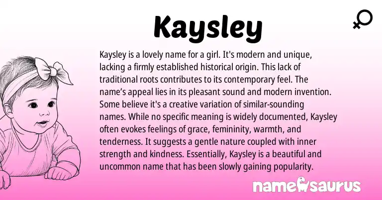 Infographic about Kaysley name meaning, Kaysley is a name from Other origin(s).