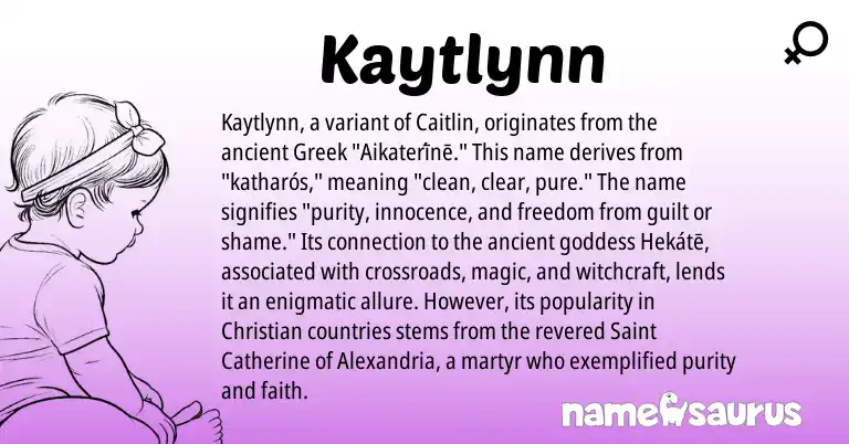 Infographic about Kaytlynn name meaning, Kaytlynn is a name from Greek origin(s).