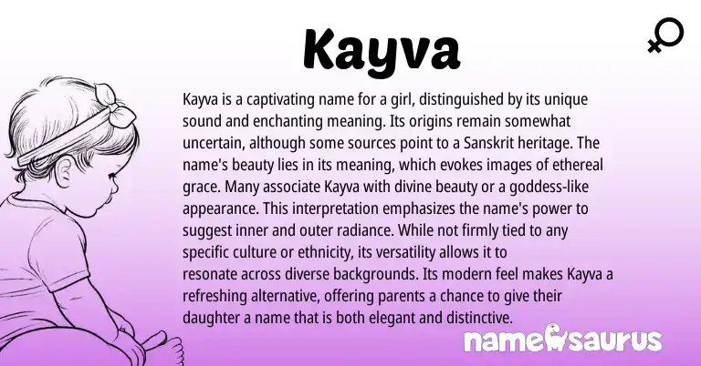 Infographic about Kayva name meaning, Kayva is a name from Sanskrit origin(s).