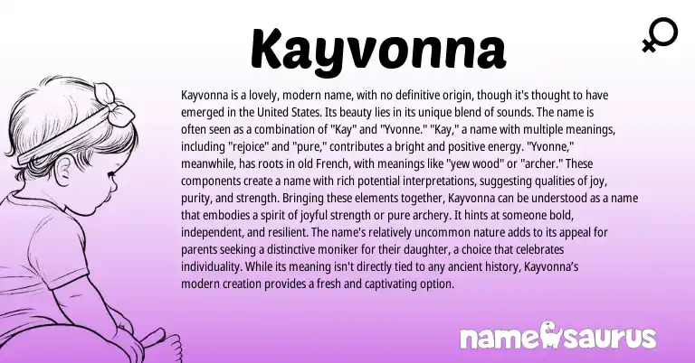 Infographic about Kayvonna name meaning, Kayvonna is a name from Other origin(s).