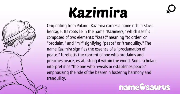 Infographic about Kazimira name meaning, Kazimira is a name from Slavic origin(s).