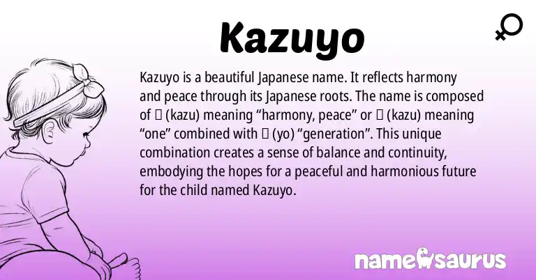 Infographic about Kazuyo name meaning, Kazuyo is a name from Japanese origin(s).