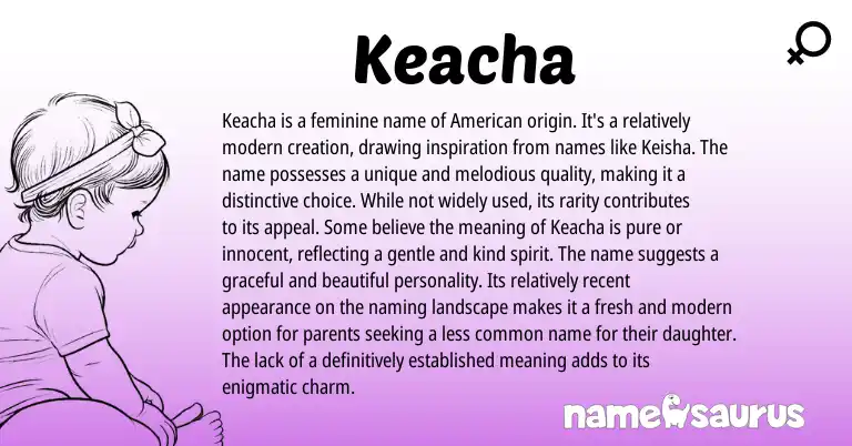 Infographic about Keacha name meaning, Keacha is a name from American origin(s).