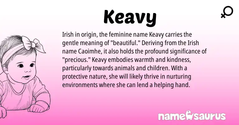 Infographic about Keavy name meaning, Keavy is a name from Irish origin(s).