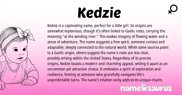 Infographic about Kedzie name meaning, Kedzie is a name from Scottish, Gaelic origin(s).