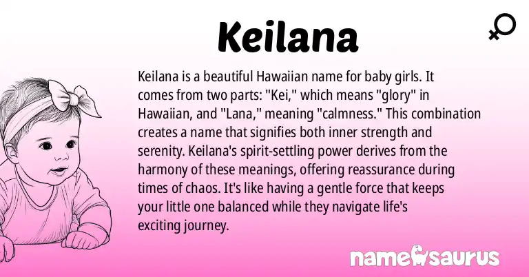 Infographic about Keilana name meaning, Keilana is a name from Hawaiian origin(s).