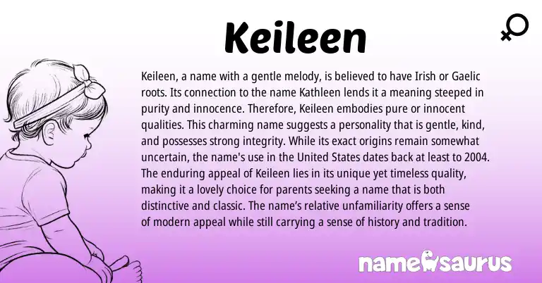 Infographic about Keileen name meaning, Keileen is a name from Gaelic, Ga, Irish origin(s).