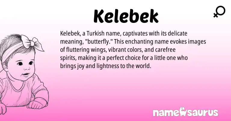 Infographic about Kelebek name meaning, Kelebek is a name from Turkish origin(s).