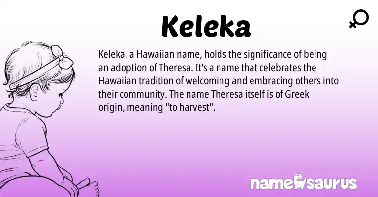 Infographic about Keleka name meaning, Keleka is a name from Hawaiian, Greek origin(s).