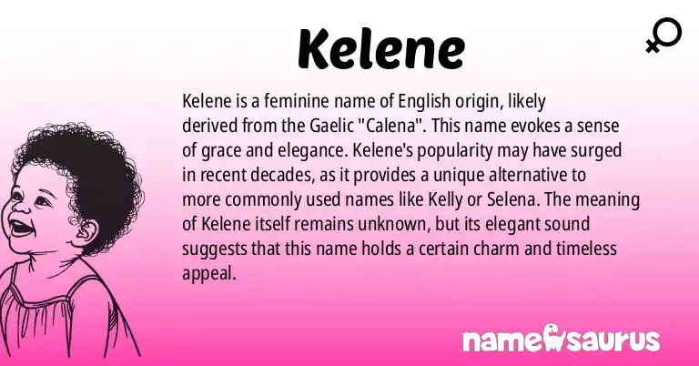 Infographic about Kelene name meaning, Kelene is a name from English origin(s).