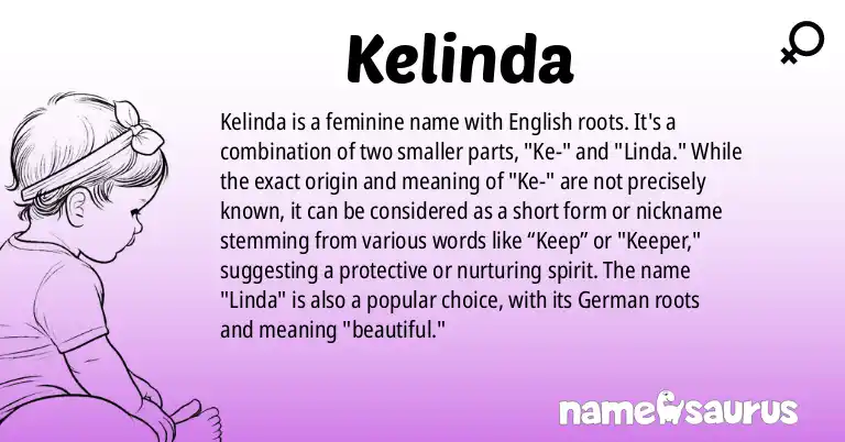 Infographic about Kelinda name meaning, Kelinda is a name from English origin(s).