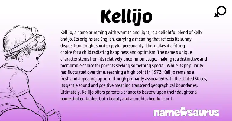 Infographic about Kellijo name meaning, Kellijo is a name from English origin(s).