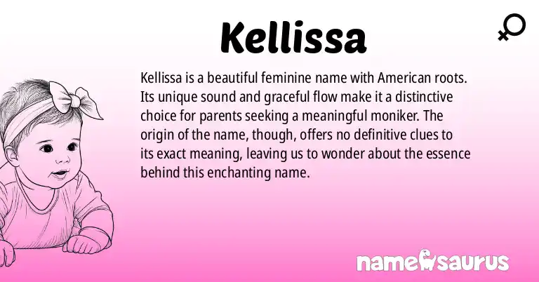 Infographic about Kellissa name meaning, Kellissa is a name from American origin(s).