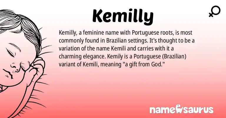 Infographic about Kemilly name meaning, Kemilly is a name from Portuguese (Brazilian) origin(s).