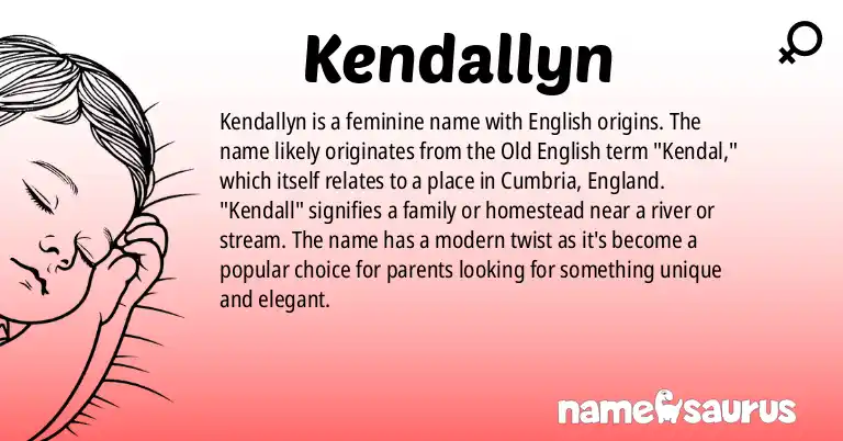 Infographic about Kendallyn name meaning, Kendallyn is a name from English origin(s).