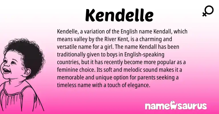 Infographic about Kendelle name meaning, Kendelle is a name from English origin(s).