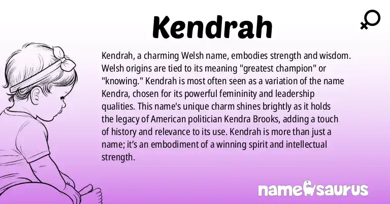 Infographic about Kendrah name meaning, Kendrah is a name from Welsh origin(s).