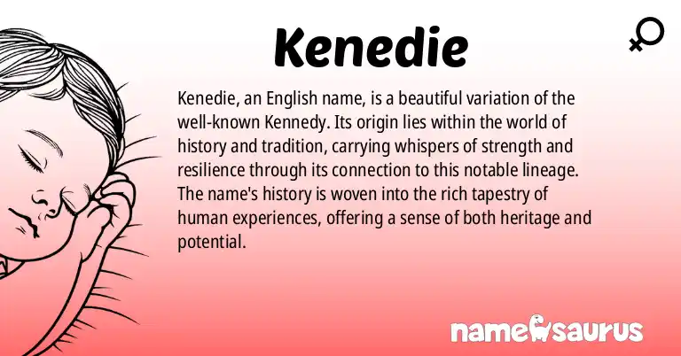 Infographic about Kenedie name meaning, Kenedie is a name from English origin(s).