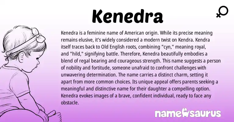 Infographic about Kenedra name meaning, Kenedra is a name from American, English origin(s).