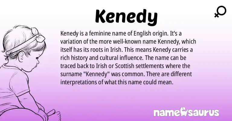 Infographic about Kenedy name meaning, Kenedy is a name from English origin(s).