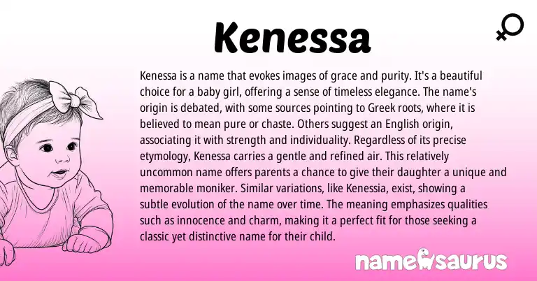 Infographic about Kenessa name meaning, Kenessa is a name from Greek origin(s).