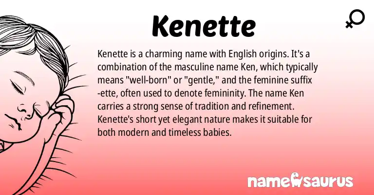 Infographic about Kenette name meaning, Kenette is a name from English origin(s).