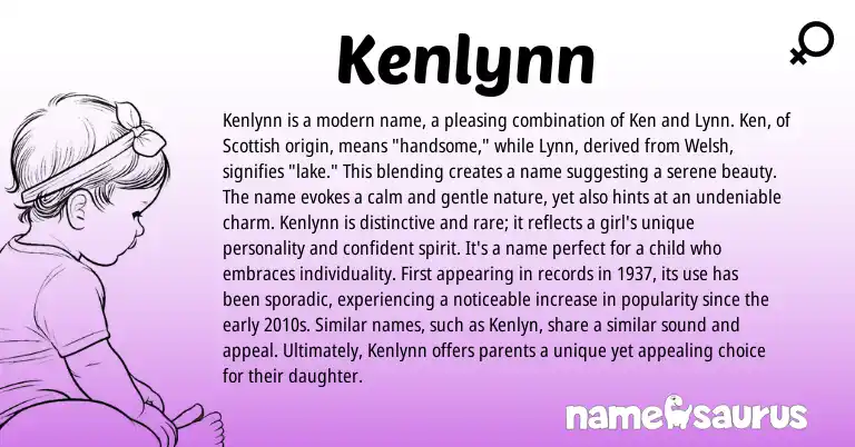 Infographic about Kenlynn name meaning, Kenlynn is a name from Scottish, Welsh, English origin(s).