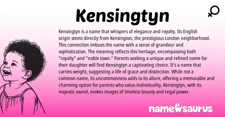 Infographic about Kensingtyn name meaning, Kensingtyn is a name from English, American origin(s).
