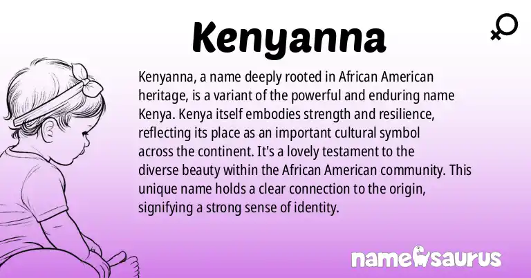 Infographic about Kenyanna name meaning, Kenyanna is a name from African American origin(s).