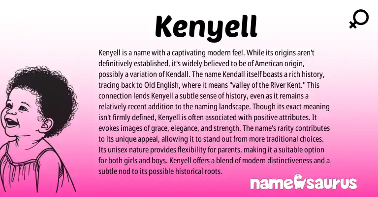 Infographic about Kenyell name meaning, Kenyell is a name from English, American origin(s).
