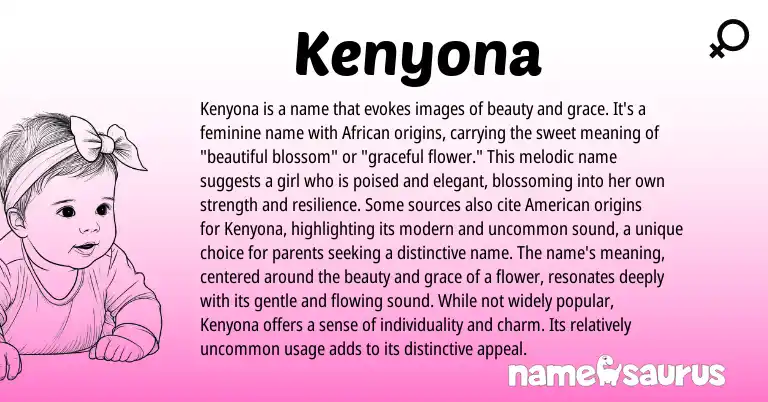 Infographic about Kenyona name meaning, Kenyona is a name from African origin(s).