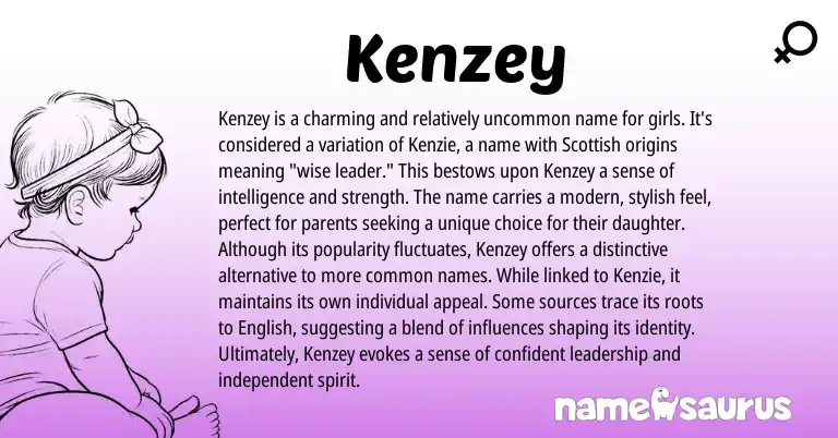 Infographic about Kenzey name meaning, Kenzey is a name from Scottish, American origin(s).