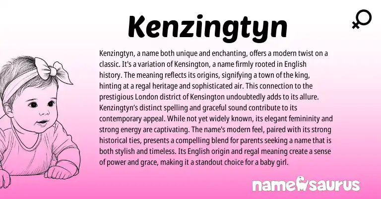 Infographic about Kenzingtyn name meaning, Kenzingtyn is a name from English, American origin(s).
