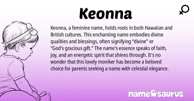 Infographic about Keonna name meaning, Keonna is a name from Hawaiian, British origin(s).