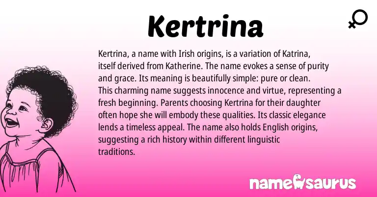 Infographic about Kertrina name meaning, Kertrina is a name from Irish origin(s).