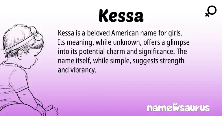 Infographic about Kessa name meaning, Kessa is a name from American origin(s).