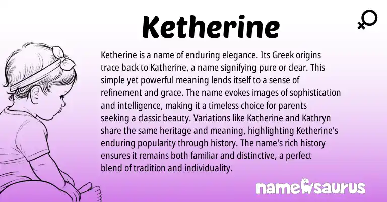 Infographic about Ketherine name meaning, Ketherine is a name from Greek origin(s).