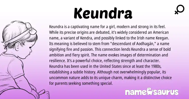 Infographic about Keundra name meaning, Keundra is a name from Irish origin(s).