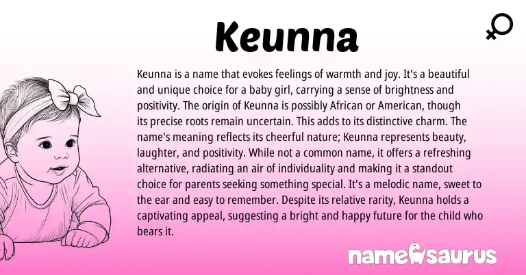 Infographic about Keunna name meaning, Keunna is a name from African origin(s).