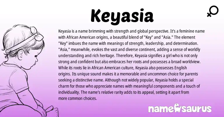 Infographic about Keyasia name meaning, Keyasia is a name from African, American origin(s).