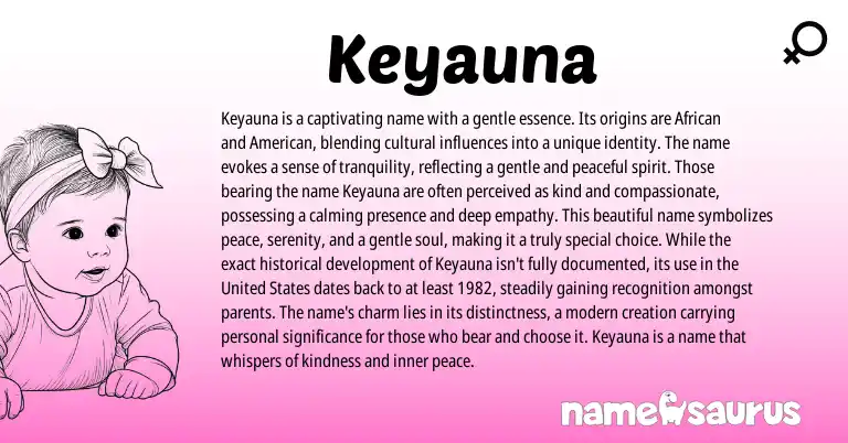 Infographic about Keyauna name meaning, Keyauna is a name from American, African origin(s).